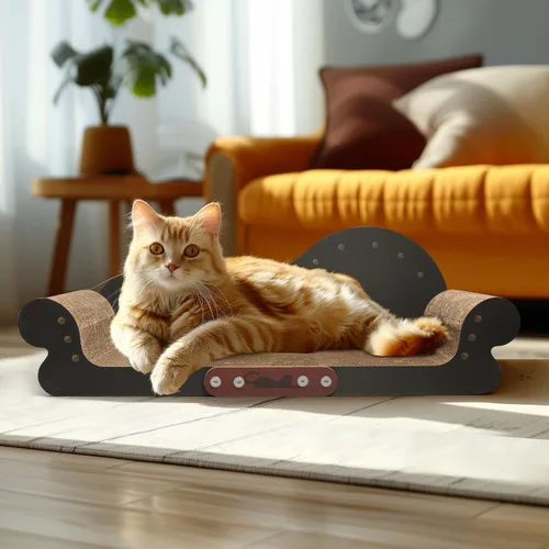 Vista 3 de ComSaf Cama Rascador Grande para Gatos - Tabla Rascadora para Gatos de 26", Sofá Rascador para Gatos de Cartón, Cama Lounge Rascadora Duradera
