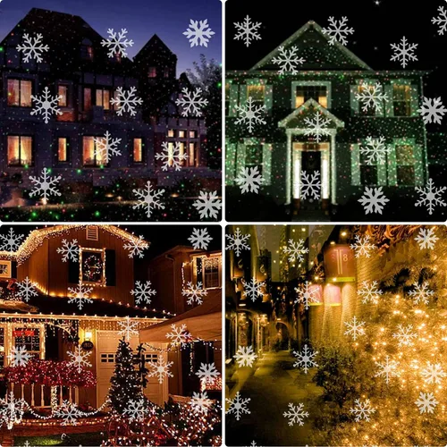 Vista 2 de Proyector de luces de Navidad para exteriores, impermeables, enchufable, efecto móvil, montaje en pared para Halloween, Navidad, vacaciones, Año