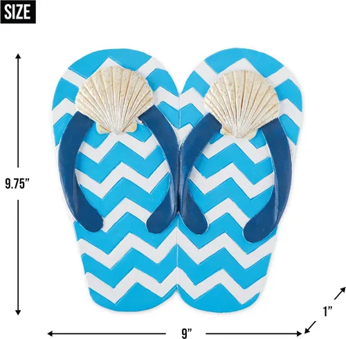 Vista 6 de DII Chanclas decorativas de la colección Cement Stepping Stone, 9 x 9.5 pulgadas, diseño de concha marina