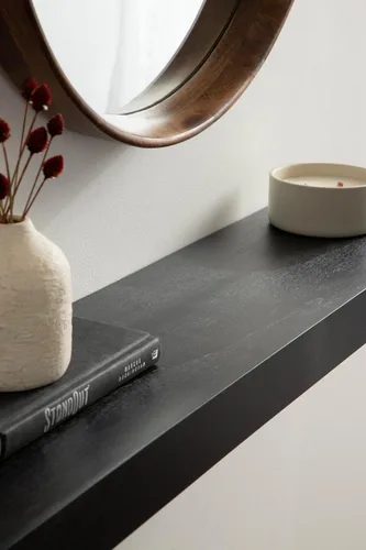 Vista 5 de Kate and Laurel Havlock - Estante flotante natural moderno, 36 x 8 pulgadas, negro; estante funcional para baño y cocina para almacenamiento