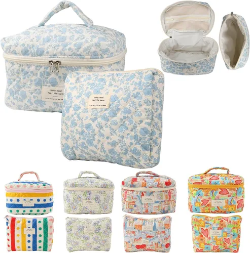 Vista 11 de Bolsa de Maquillaje Fcteap para Viaje, Esenciales de Viaje, Bolsa de Cosméticos Acolchada, Organizador de Artículos de Aseo, Inserción