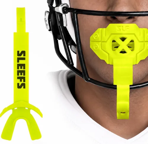 Vista 16 de SLEEFS X - Protector bucal de fútbol con correa para protección contra Negro