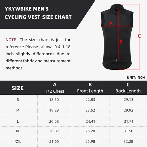 Vista 6 de YKYWBIKE Chaleco de ciclismo de invierno resistente al viento, chaleco de forro polar impermeable para bicicleta MTB chaleco sin mangas, Negro