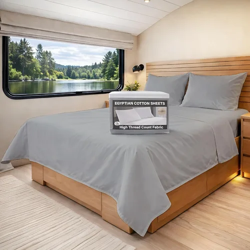 Vista 14 de Sábanas de cama tamaño individual XL, juego de sábanas de 100% algodón egipcio suave de fibra larga, juego de 4 piezas con bolsillo profundo de Gris
