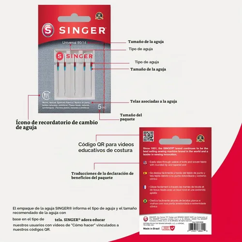 Vista 6 de SINGER Paquete de 10 agujas universales para máquina de coser 2020, tamaño 80/12