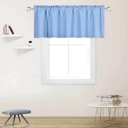 Vista 31 de DECOVSUN Cenefa morada para ventanas de 60 x 18 pulgadas, aislamiento térmico sólido, bolsillo para cortinero, cenefa corta para cocina, cenefa