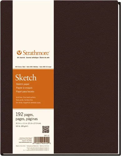 Vista 8 de Strathmore Libro de arte de papel de boceto serie 400, cubierta marrón mate, blanco natural, encuadernado, 60 hojas, 5.5 x 8.5 pulgadas