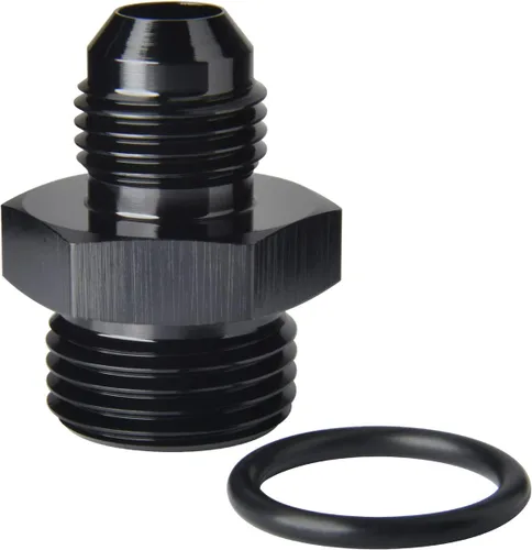 Vista 25 de 4AN macho a 4AN ORB con junta tórica Boss adaptador de riel de bomba de combustible de aluminio negro