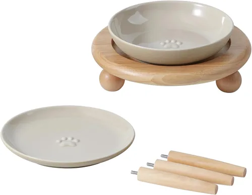 Vista 15 de Havniva Cuencos elevados para gatos, juego de cuencos de comida y agua para Blanco