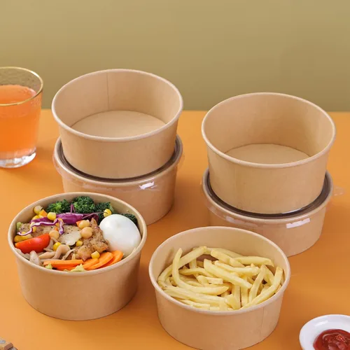 Vista 9 de Paquete de 50 cuencos de papel resistentes de 32 onzas con tapas, cuencos de sopa desechables, cuencos de ensaladas biodegradables, cuencos