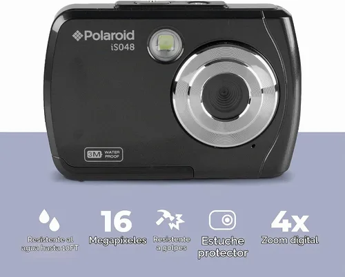 Vista 2 de Polaroid IS048 Cámara digital - Pequeña cámara de acción portátil portátil y ligera impermeable de 16 MP para compartir instantáneamente (negro)