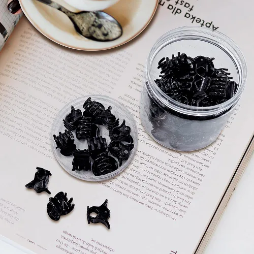 Vista 5 de 50 piezas de mini pinzas para el cabello, pinzas de agarre fuerte multifunción para flequillo. (Negro)