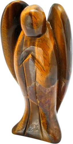 Vista 22 de SUNYIK, estatua de bolsillo de ángel guardián esculpida a mano, curación Reiki espiritual, figura esculpida., piedra ojo de tigre, Tiger's Eye