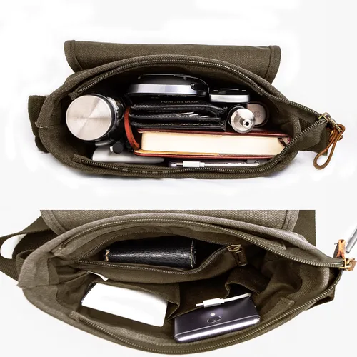 Vista 4 de TOPWOLF - Bolso bandolera pequeño de lona bolso cruzado de viaje casual para herramientas de trabajo bolsa de hombro soporte para teléfono celular