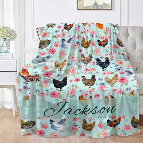 Vista 10 de Manta de raza de pollo – Manta de pollo para niños y niñas – Acogedora franela suave, ligera y cálida – Habitación, cama, camping – 30"x40
