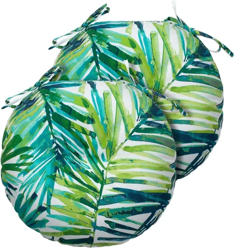 Vista 12 de Magpie Fabrics Cojines redondos de 15 pulgadas con lazos, juego de 2, impermeables, para todo tipo de clima, acolchado de 4 pulgadas de grosor