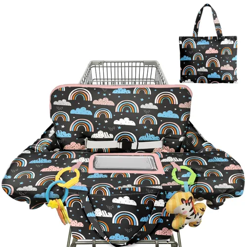 Vista 10 de Funda para carrito de compras para bebé 2 en 1 Funda para silla alta con arnés de seguridad Multifuncional Patrón de manchas blancas Cubiertas