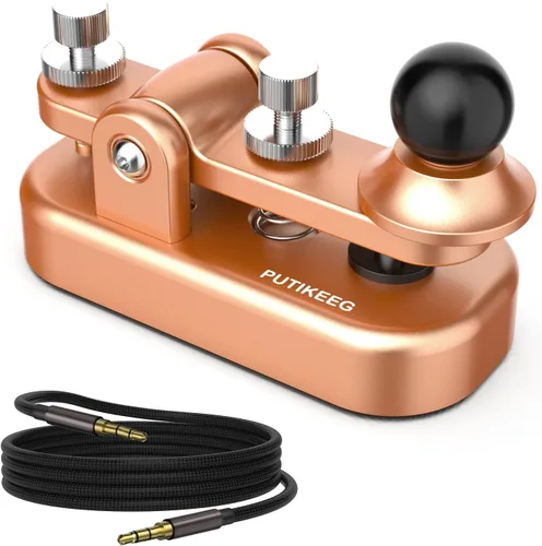 Vista 10 de Mini Morse Radio Key CW HAM Enviar Telegram Single Paddle Morse Code Key con aleación de aluminio Cuerpo Base Negro (S)