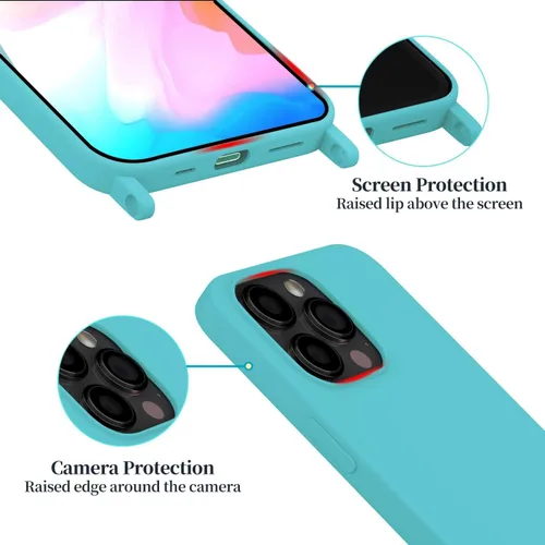 Vista 362 de Funda compatible con iPhone 8 Plus, iPhone 7 Plus/6 Plus/6S Plus con cordón, funda cruzada para iPhone con correa ajustable de silicona para iPhone