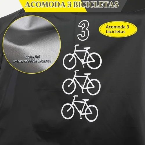 Vista 5 de Aiskaer Funda para bicicleta de 2 a 3 bicicletas, impermeable, negro, poliéster, resistente, montaña, carretera, bicicletas eléctricas