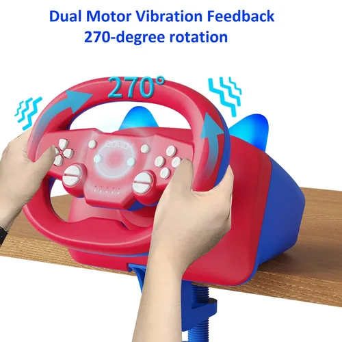 Vista 4 de NBCP Gaming Racing Wheel,Wireless Steering Wheel for Multi-Platform Game Nintendo Switch, PC, PS4PS3, iOS, Android Race