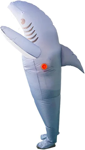 Vista 6 de Disfraz inflable de tiburón para adultos, disfraz inflable de tiburón para hombres, divertido
