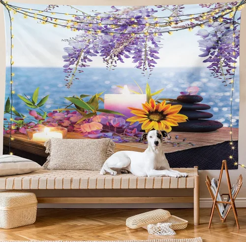 Vista 33 de Lunarable Tapiz mexicano, tema de cultura latinoamericana, sombrero de paja, manta de serape de Maracas, decoración de tela para colgar en la pared