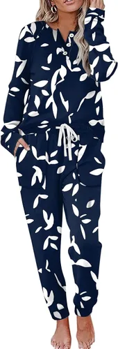 Vista 101 de Wiholl - Conjuntos de dos piezas para mujer: ropa cómoda con sudadera abotonada y pantalones deportivos con bolsillos