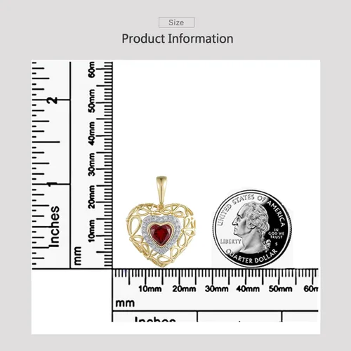 Vista 4 de Santuzza Colgante delicado con forma de corazón de oro macizo de 10 quilates, con diamantes auténticos, sin cadena para mujer