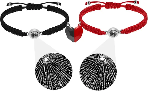 Vista 10 de VIMIEW I Love You 100 Languages Magnetic Couples Bracelets 2,Handmade Matching Bracelets Jewelry for Lovers,Christmas Valentine's Day Birthday Gifts