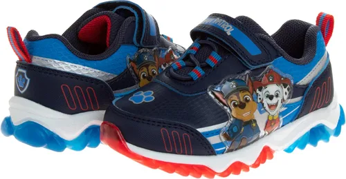 Vista 2 de Paw Patrol - Zapatos deportivos para niños pequeños, tenis deportivos Chase and Marshall sin cordones, ligeros y transpirables, tenis iluminados