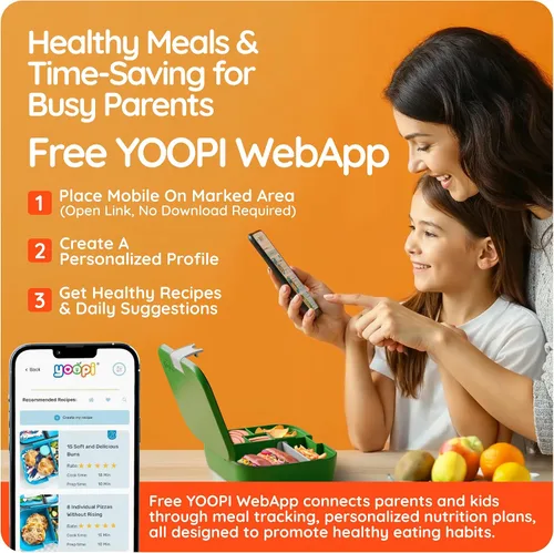 Vista 6 de YOOPI Fiambreras para niños con 4 compartimentos a prueba de fugas, lonchera para la escuela con contenedores para lonchera, caja de sándwich ligera