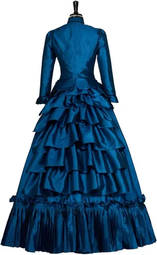 Vista 5 de Disfraz vintage victoriano gótico para cosplay, vestido de baile de la bella del sur de la guerra civil, vestido eduardiano para teatro de Halloween