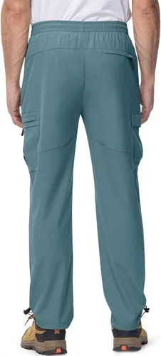 Vista 2 de Rdruko Pantalones de senderismo para hombre, ligeros, impermeables, de secado rápido, elásticos, con 5 bolsillos, cintura elástica
