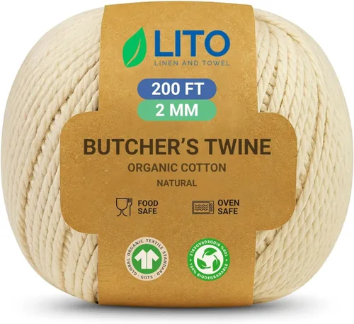 Vista 20 de Cuerda de algodón orgánico verde y blanco – 200 pies para envolver, hornear, carnicero, manualidades, proyectos de bricolaje, Pascua, Navidad