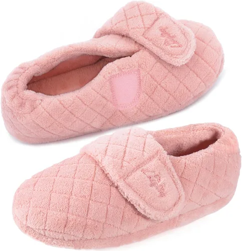 Vista 2 de LazyStep Pantuflas de interior ajustables con espalda cerrada para mujer con espuma viscoelástica acogedora y rizo en todo el cuerpo