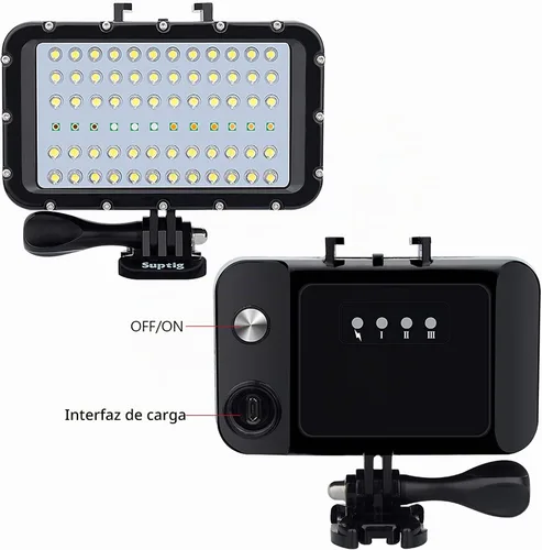 Vista 6 de Suptig Iluminación de video Luz de buceo Luces subacuáticas 72 luces LED compatibles con Gopro Canon, Nikon, Pentax, Panasonic, Sony, Samsung