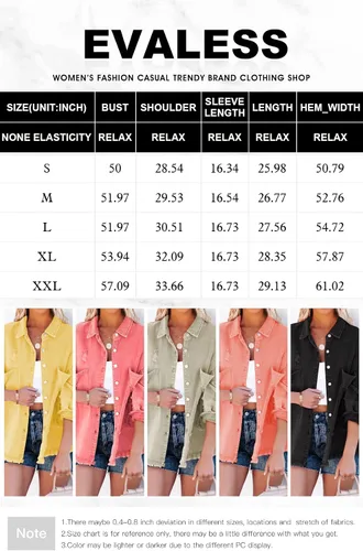 Vista 6 de EVALESS Chaqueta de mezclilla para mujer, desgastada, desgastada, desgastada, desgastada, elástica, con bolsillos