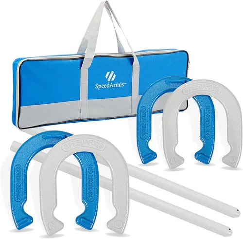 Vista 10 de SpeedArmis Juego de herraduras para exteriores, juego de herraduras de césped de tamaño universal, juegos al aire libre para fiestas, playa, patio