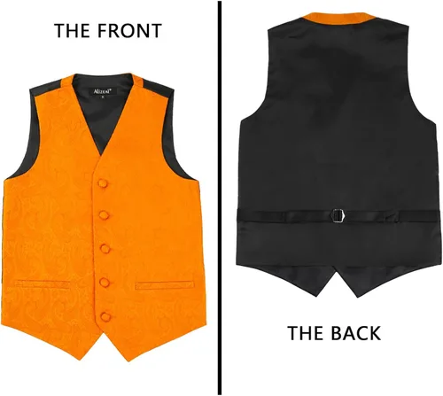 Vista 51 de Alizeal Conjunto de 2 piezas de corbata de lazo preatada de jacquard de cachemira con estampado floral clásico para niños