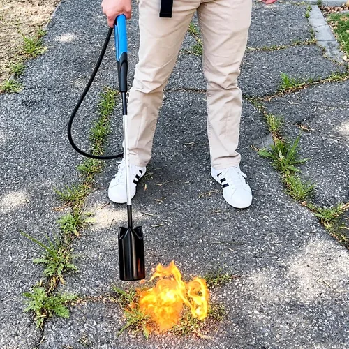 Vista 3 de Kit de soplete de propano Flame King resistente, quemador de malas hierbas, 500,000 BTU con chispero, con conjunto regulador de manguera de 10 pies