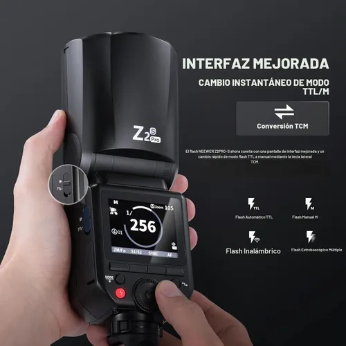 Vista 4 de NEEWER Z2PRO-S 2.4G TTL Flash de cabeza redonda Speedlite compatible con cámara Sony, inalámbrico compatible con Godox, 76Ws 1/8000s HSS, interfaz