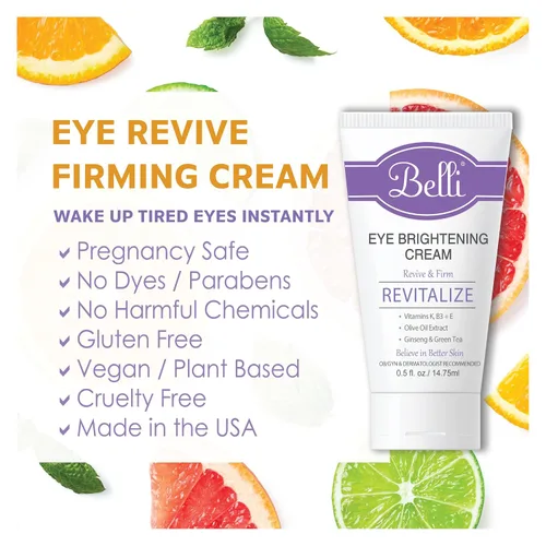 Vista 5 de Belli Crema de ojos para iluminar las arrugas ojeras antienvejecimiento de la piel renovadora e hinchada, vitamina enriquecida Suaviza la piel