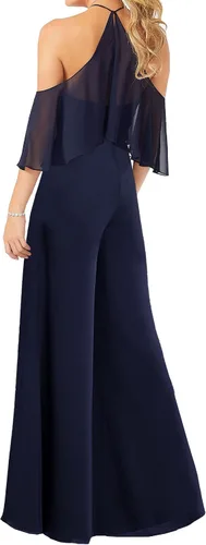 Vista 2 de ISABUFEI Vestidos de dama de honor, overoles largos para mujer, de gasa, para boda, cuello halter, vestidos de noche