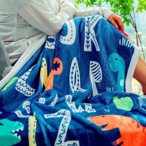 Vista 3 de Manta ABC del alfabeto para niños pequeños, manta suave de dinosaurio azul para niños, regalos ABC para niños (dinosaurios, 50 x 60 pulgadas)