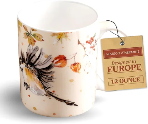 Vista 97 de Maison d' Hermine Taza de café con asas, tazas de porcelana fina de hueso, paquete de una taza de té para bebidas calientes, capuchino, latte