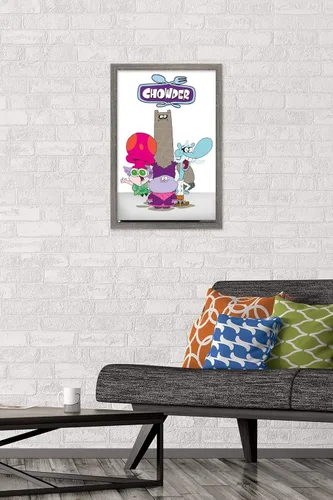 Vista 2 de Trends International Chowder - Póster de pared grupal, 22.4 pulgadas de largo x 14.7 pulgadas, versión enmarcada en madera de granero Versión
