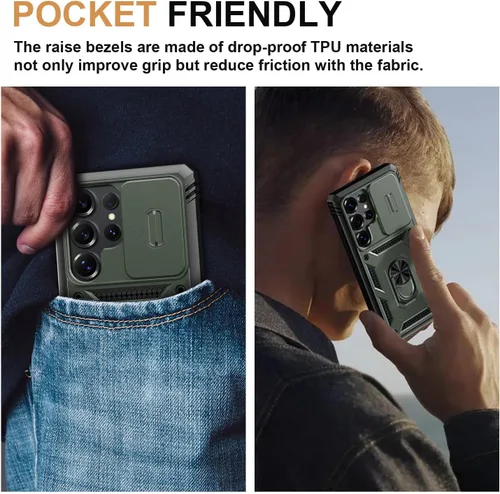 Vista 6 de PASNEW Funda para Samsung Galaxy Note20 Ultra, cubierta de cámara de grado militar resistente de cuerpo completo a prueba de golpes con patada