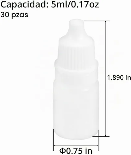Vista 2 de uxcell Botella cuentagotas de plástico, 0.2 fl oz/0.17 oz botellas de gota de boca pequeña botella vacía exprimible líquido gotero 30 piezas