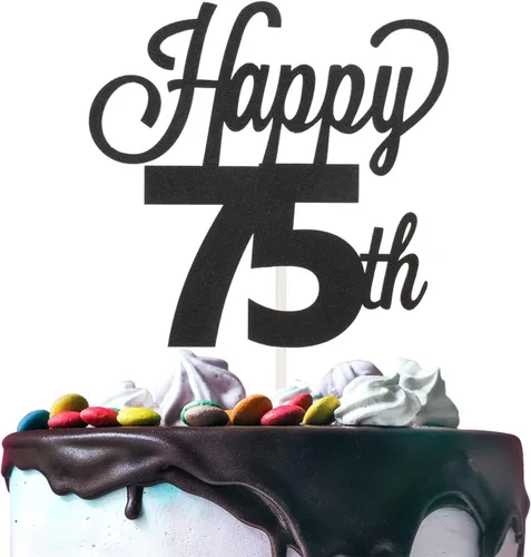 Vista 75 de LINGTEER - Decoración para pastel con texto "Happy Birthday 100", color negro